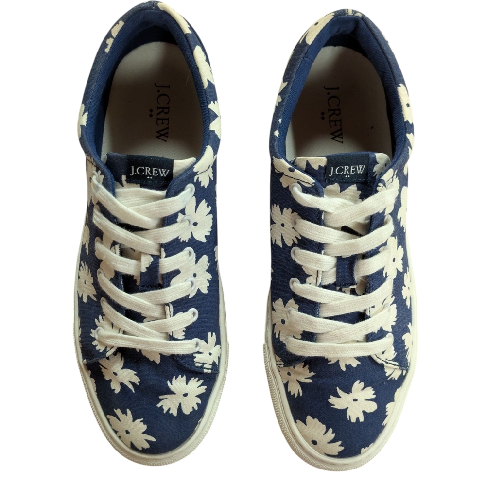 J. Crew Road Trip Printed Navy Floral Canvas Sneakers Size 8 - Picture 3 of 15
